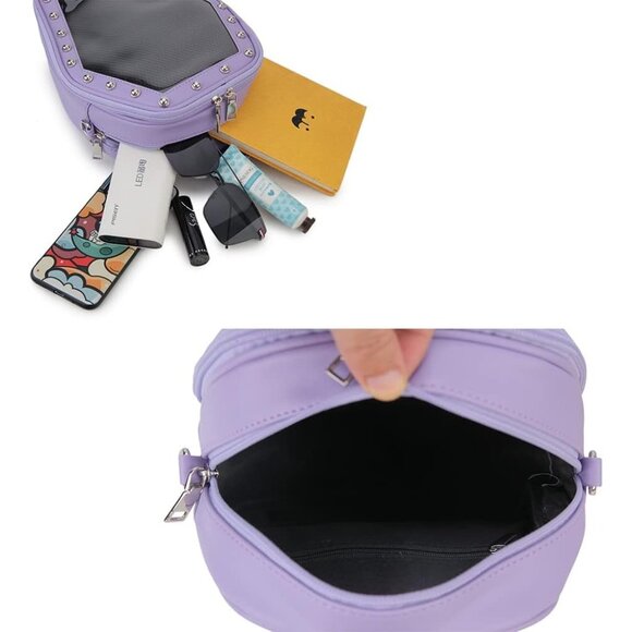 Gothic Coffin Shaped Handbag for Women Halloween Shoulder Bag Purple Backpack - Picture 9 of 9